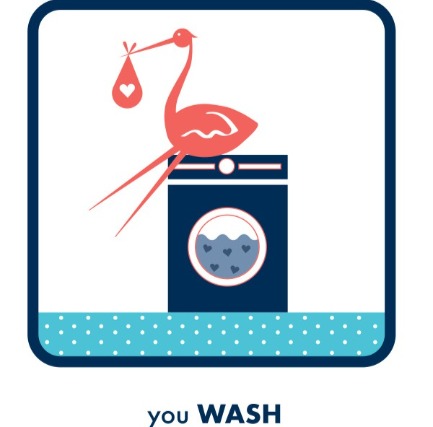 icon with stork on washing machine